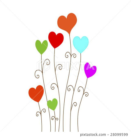 Colorful hearts on white background - Stock Illustration [28099599] - PIXTA