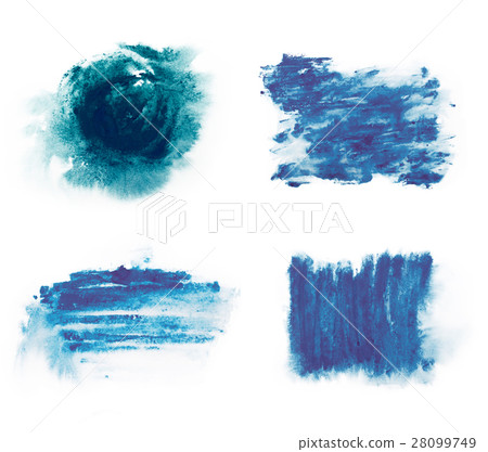 Blue paint watercolor aquarelle stains splatter 28099749