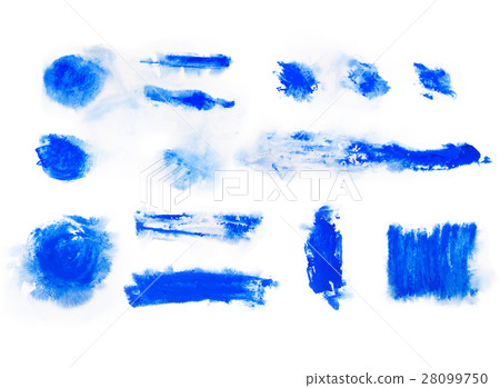 Blue paint watercolor aquarelle stains splatter 28099750