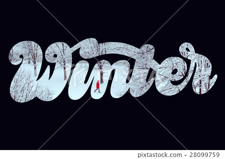 Winter landscape with hand lettering 28099759