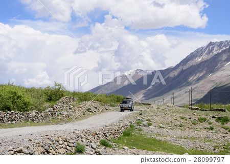 A car travel along the road in Ladakh, India A car travel along the road in Ladakh, India 28099797
