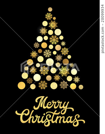 Christmas tree isolated on black background with - Stock Illustration ...