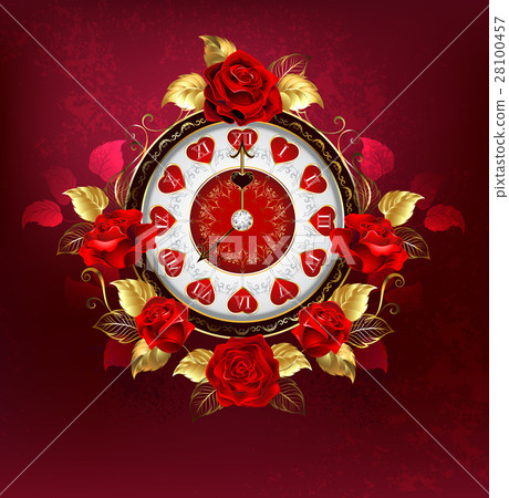 Clock with red roses Clock with red roses 28100457