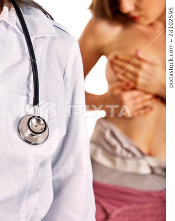 Doctor breast examination and patient. Mammography 28102598