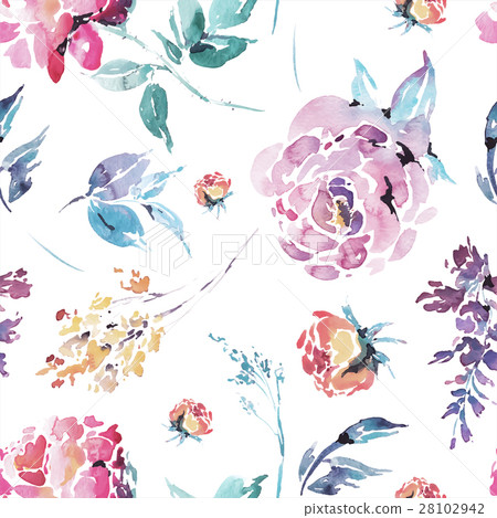 Vector watercolor floral seamless pattern - Stock Illustration ...