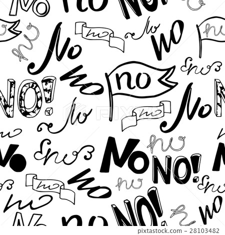 black white seamless vector pattern with word no. - Stock Illustration ...
