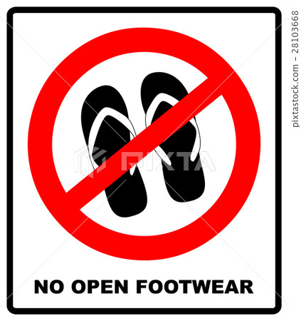 Sign no sandals. No slipper red prohibition plane 28103668