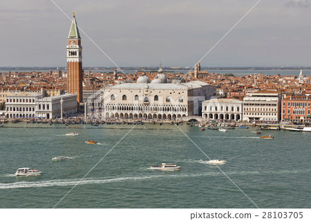 Venice cityscape, aerial view fron lagoon. Italy. 28103705