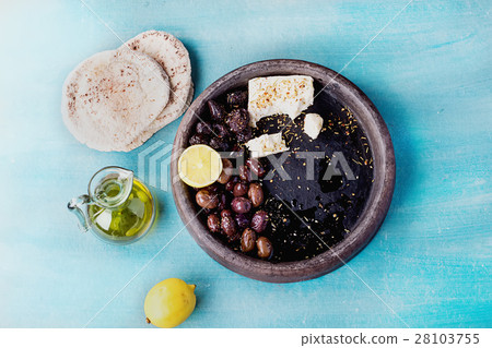 Variety of Greek olives with Feta 28103755