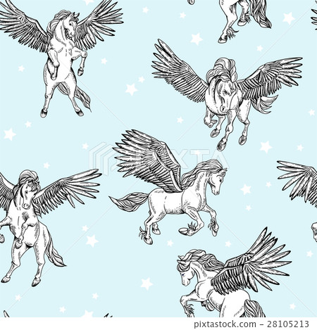 Vector seamless pattern of white winged pegasus 28105213