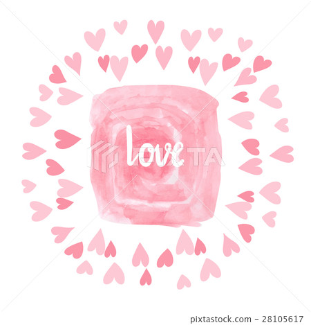 Watercolor love illustration with hearts. - Stock Illustration ...