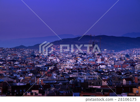 Barcelona in sunset time, Spain 28106175