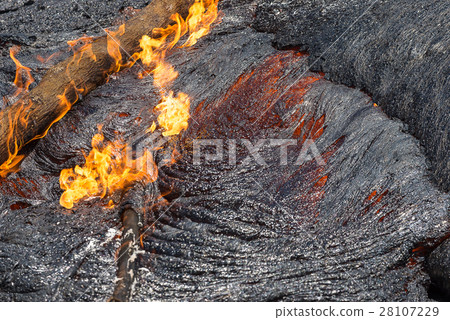 Close up lava flow in lava field Close up lava flow in lava field 28107229