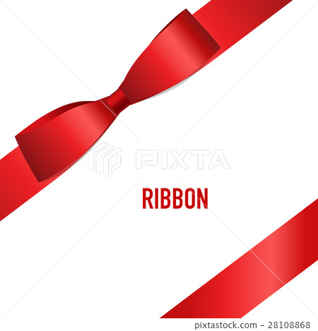 Card with red ribbon and bow. Vector illustration - Stock Illustration ...