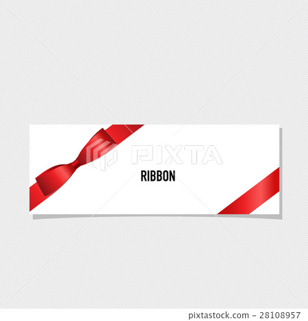 Card with red ribbon and bow. Vector illustration - Stock Illustration ...