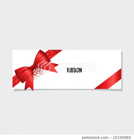 Card with red ribbon and bow. Vector illustration - Stock Illustration ...