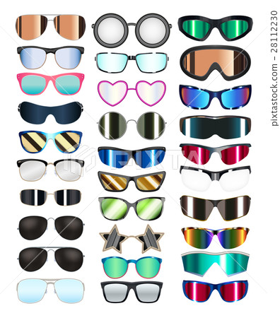 set of real colorful style glasses vector set of real colorful style glasses vector 28112230
