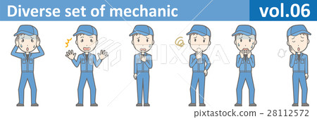 Illustration of mechanic's men in blue working clothes vol.06 28112572