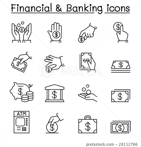 Financial & Banking icon set in thin line style Financial & Banking icon set in thin line style 28112766