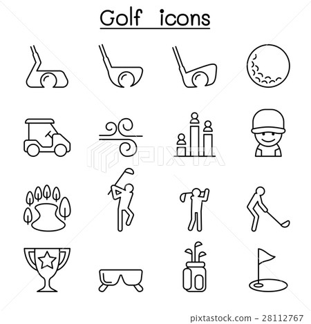 Golf icon set in thin line style Golf icon set in thin line style 28112767