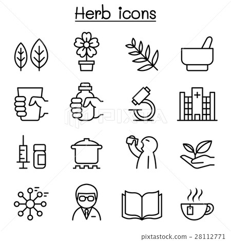 Herb icon set in thin line style - Stock Illustration [28112771] - PIXTA