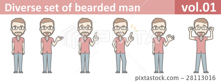 Illustration of men who wore glasses and grew beard vol.01 28113016