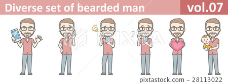 Illustration of men who wore glasses and grew beard vol.07 28113022