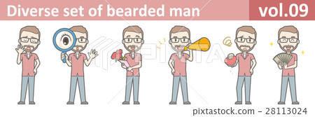 Illustration of men who wore glasses and grew beard vol.09 28113024