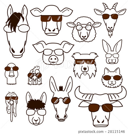Face set drawing of spectacled livestock 28115146