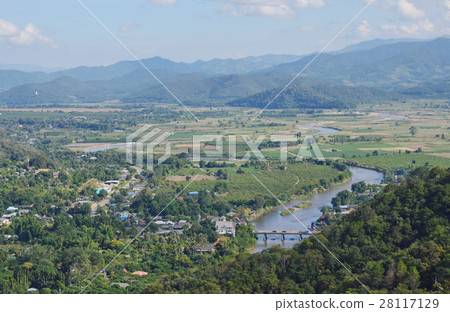 landscape of bridge and town in Thailand landscape of bridge and town in Thailand 28117129