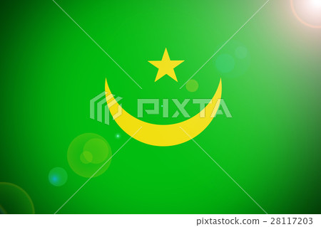 Mauritania national flag 3D illustration symbol. 28117203