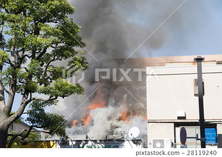 Documentary fire Fire disaster prevention Tokyo housing densely Downtown Old wooden house 28119240