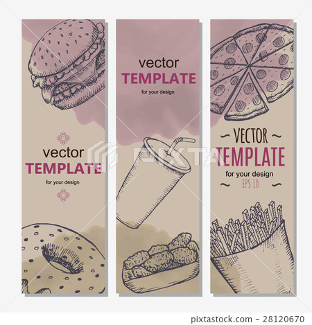 Fast food menu design template hand drawn vector Fast food menu design template hand drawn vector 28120670