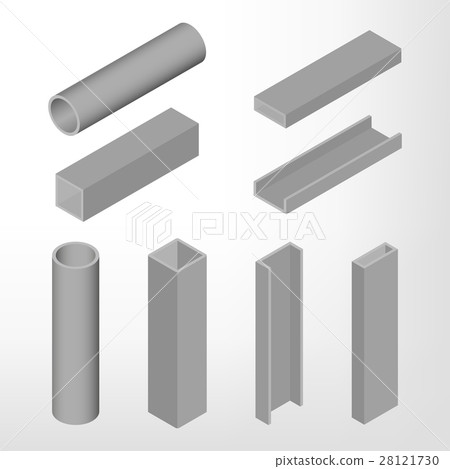 Steel beam isometric vector illustration. 28121730
