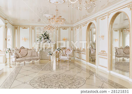 Luxurious vintage interior with fireplace in the 28121831