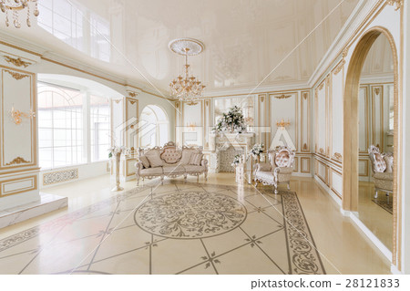 Luxurious vintage interior with fireplace in the 28121833