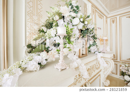 Luxurious vintage interior with fireplace in the 28121859