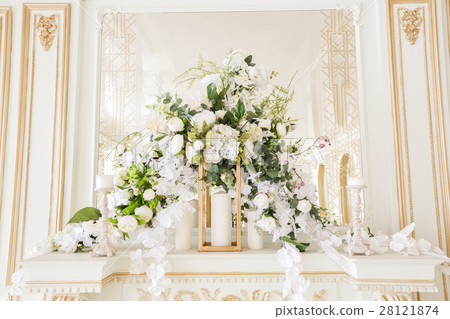 Luxurious vintage interior with fireplace in the 28121874