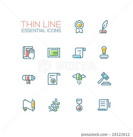 Law and Justice - Thin Line Icons Set Law and Justice - Thin Line Icons Set 28122612