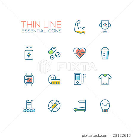 Sport Training - Thin Single Line Icons Set 28122613