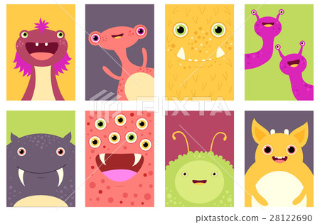 Set of banners with cute monsters 28122690