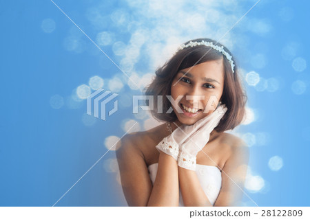 Wedding dress young woman shirt upper body shiny 28122809