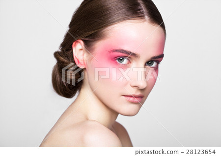 Beauty makeup pink eyes and lips fashion model Beauty makeup pink eyes and lips fashion model 28123654
