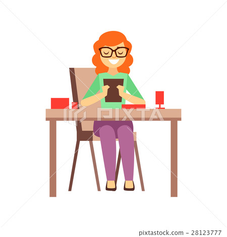 Woman Looking At Screen Of Tablet While Having 28123777