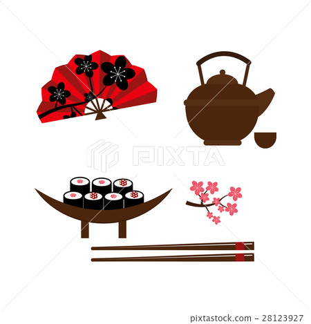 Sushi food and japan landmark travel icons vector 28123927