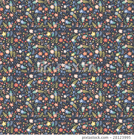 Hand drawn flower seamless pattern vector. - Stock Illustration ...