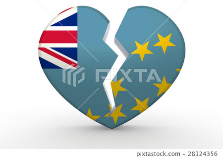Broken white heart shape with Tuvalu flag 28124356