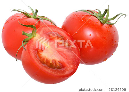 Ripe wet cut tomato isolated Ripe wet cut tomato isolated 28124506