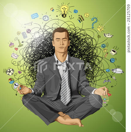 Vector Businessman in Lotus Pose Meditating Vector Businessman in Lotus Pose Meditating 28125709
