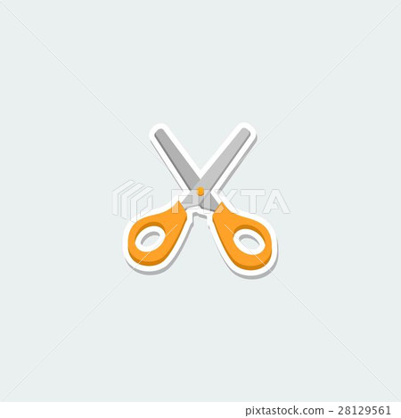 Colorful school symbol - open yellow scissors 28129561